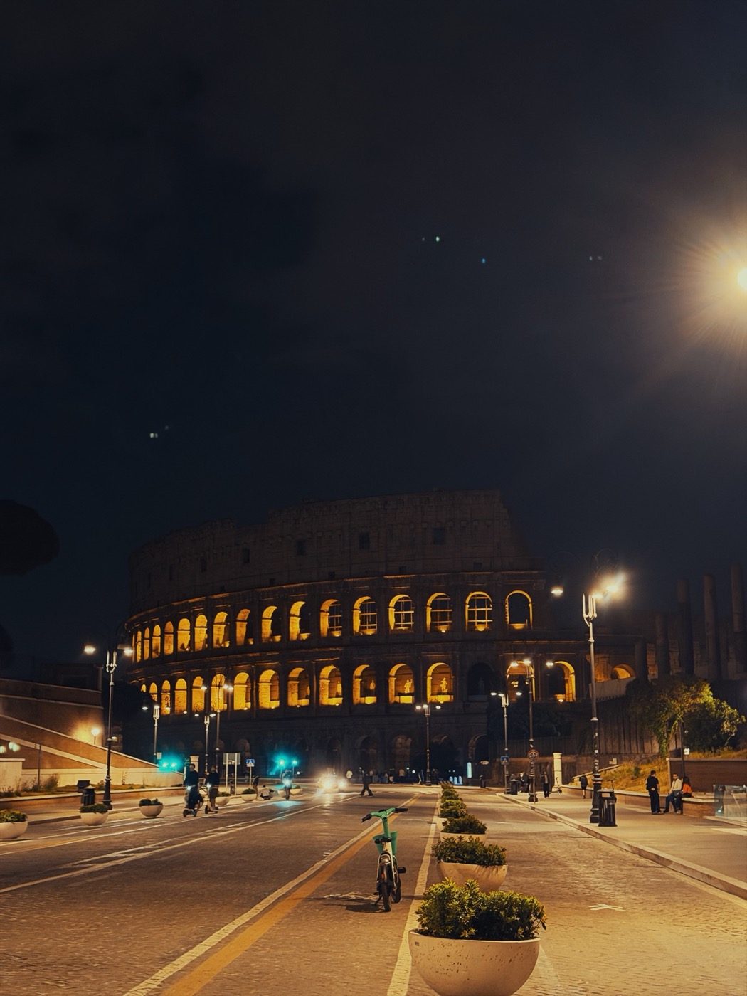 The Colosseum lit at night